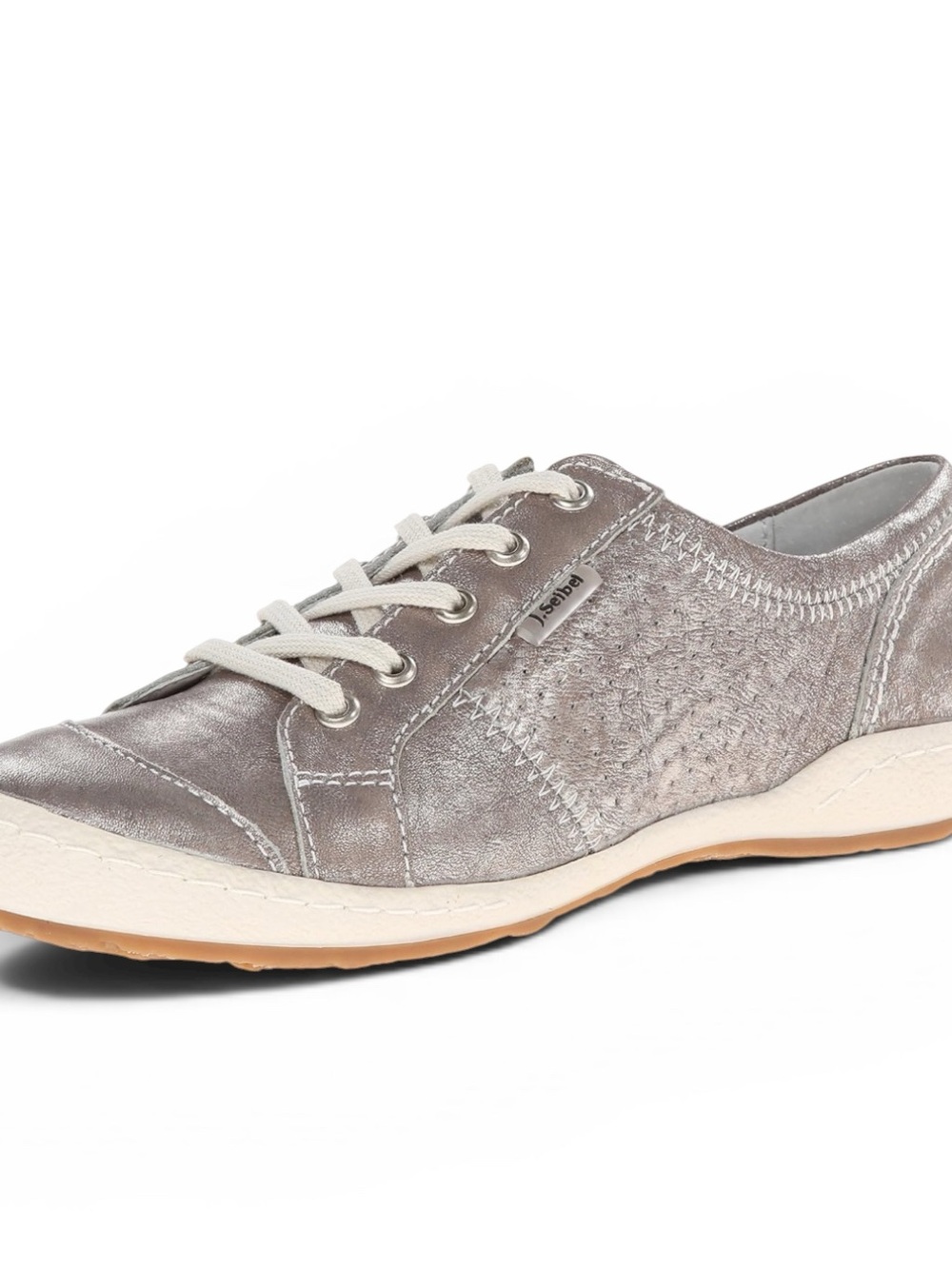 Josef Seibel Caspian Metallic Silver Leather Sneakers Women’s Size 10